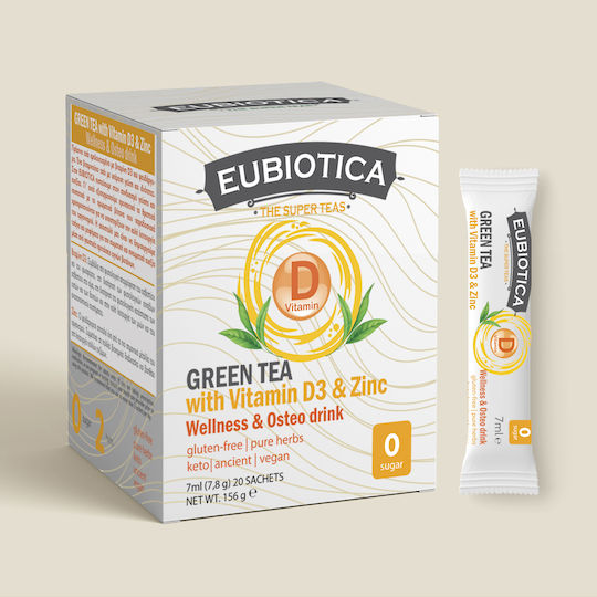 Eubiotica Beverage Wellness & Osteo Tea Green tea with D3 and Zinc Sticks 156gr