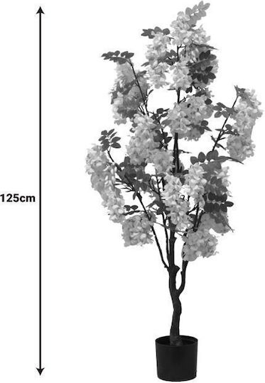Διακοσμητικό Φυτό Bean Flowers Γλάστρα Inart Λευκό Pp Υ125εκ