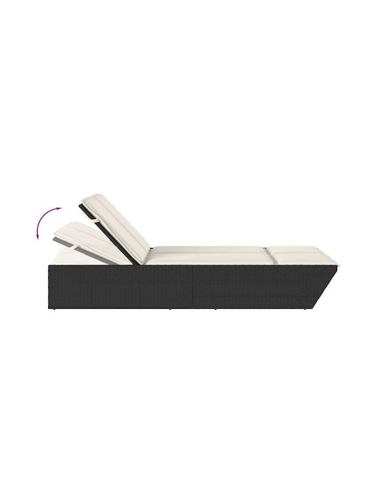 Ξαπλώστρα Διπλή Rattan με Μαξιλάρι Μαύρη 110x200εκ.