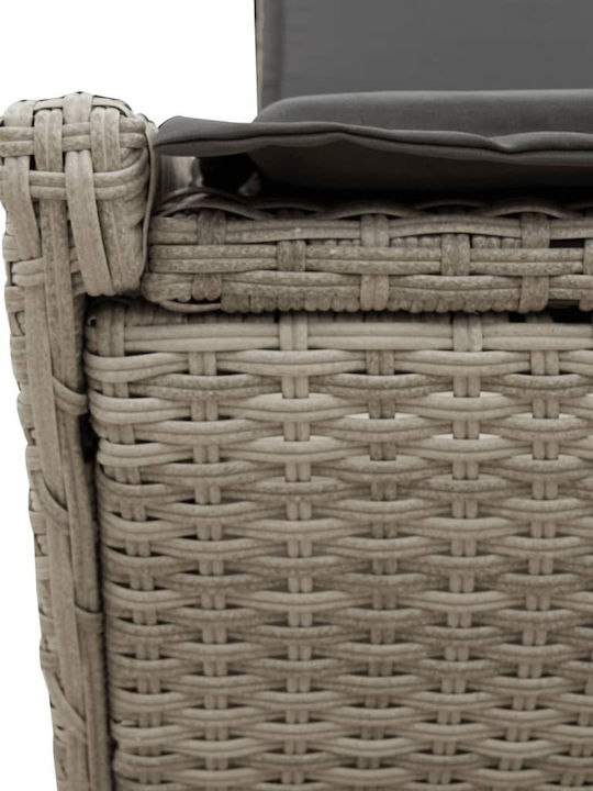 Ξαπλώστρα Διπλή Rattan με Μαξιλάρι Γκρι 110x200εκ.