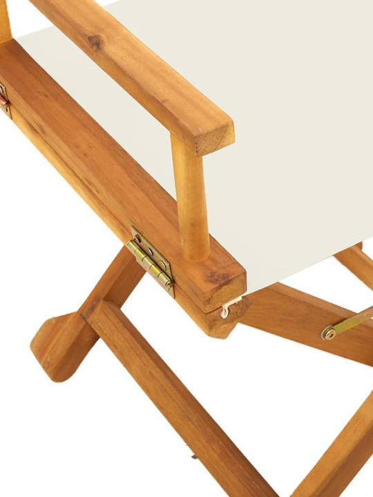 Regiestuhl Hölzernes Cream mit Kissen 2Stück 53x47x90εκ.