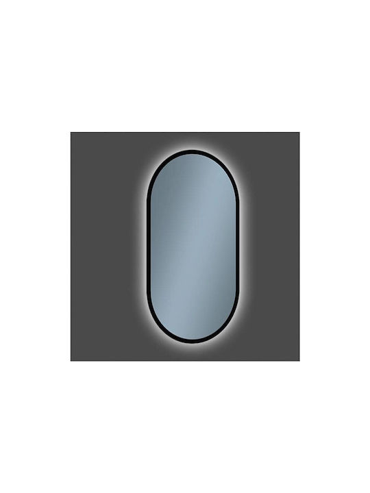 Oval Bathroom Mirror Led made of Metal 50x90cm Black