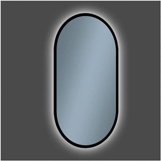 Oval Bathroom Mirror Led made of Metal 50x90cm Black