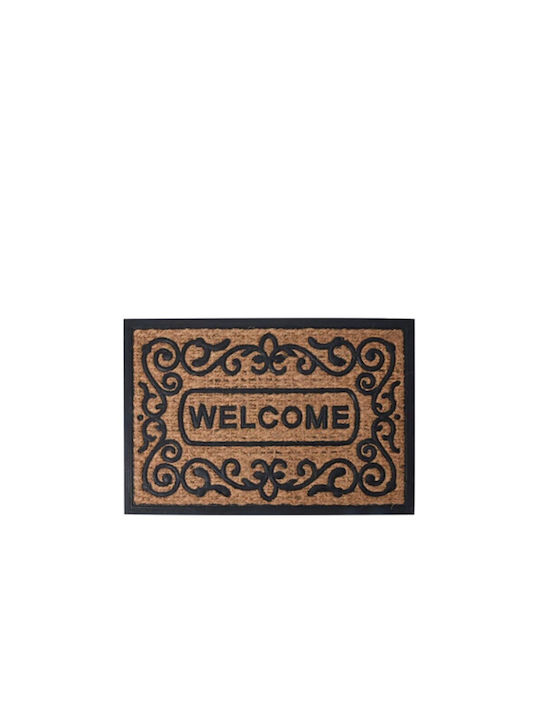 Spitishop Coconut Fiber with Non-Slip Underside Doormat K-M Welcome 3 Brown 40x60εκ.