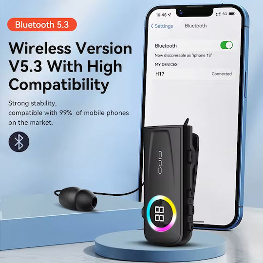 Firo H17 In ear Bluetooth хендсфри Слушалка с Устойчивост на Пот Черен