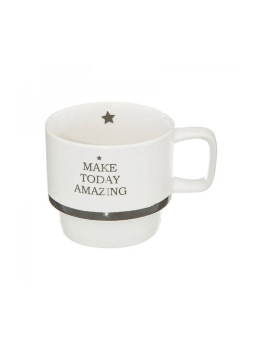 Secret de Gourmet Set Căni Maro De ceramică Albe 220ml 4buc