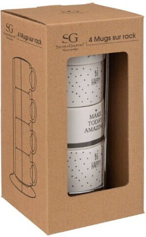 Secret de Gourmet Set Căni Maro De ceramică Albe 220ml 4buc