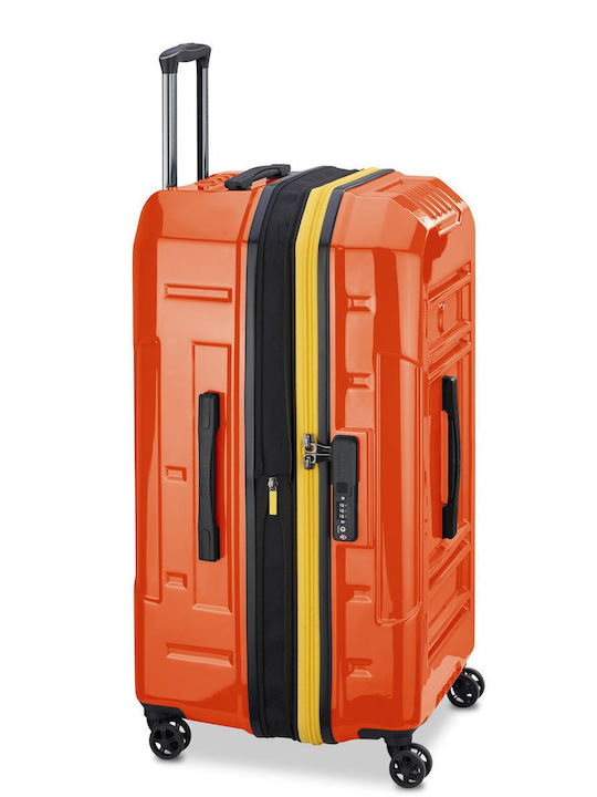 Rempart Μεγάλη Βαλίτσα Ταξιδίου Σκληρή Orange με 4 Ρόδες Ύψους 80εκ.
