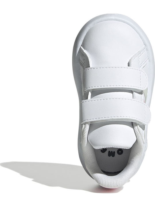 Grand Court 2.0 Kids Sneakers with Hoop & Loop Closure Cloud White / Crystal Jade / Clear Pink