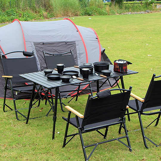 Folding Beach Camping Table Metal 120x60x45cm Graphite