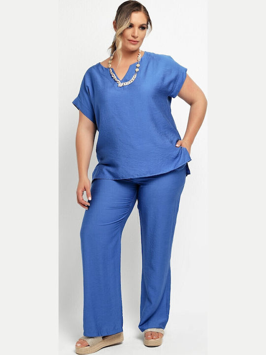 Femei Din material textil Pantaloni cu elastic Royal Blue