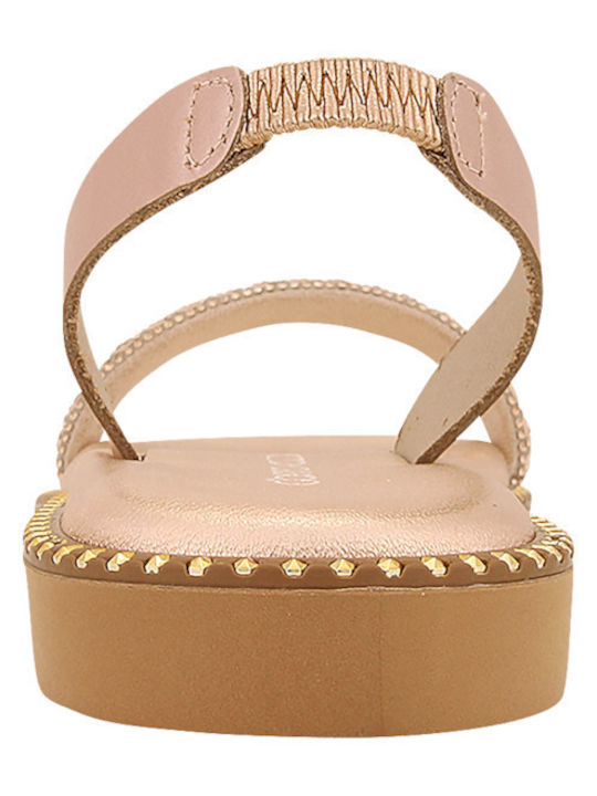 Nishin Leather Women's Flat Sandals Rose Gold
