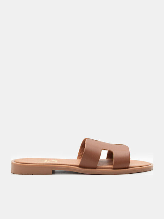 Women's Flat Sandals in Tabac Brown Color