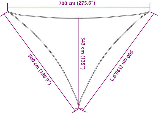 vidaXL Triunghi Umbrela Sail Bej cu strat PU 5x7x5m