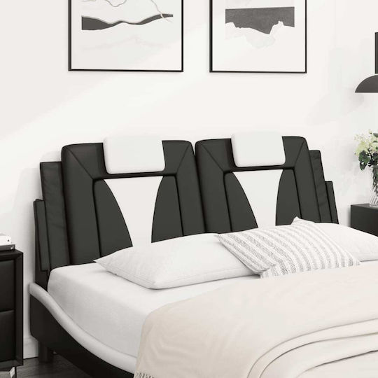vidaXL Kopfstütze für Betten mit Leder Schwarz/Weiß 140cm