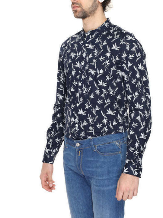 Antony Morato Shirt Men's Shirt Long-sleeved Cotton Floral Blue