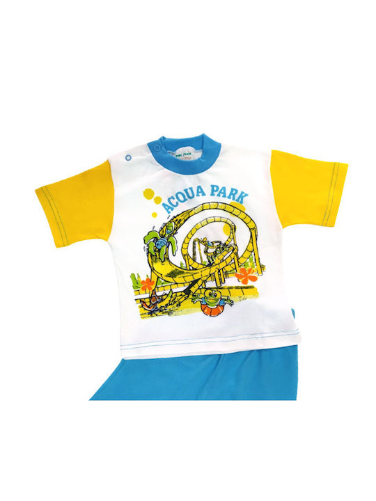 Baby Train Pajama Aqua Park Yellow