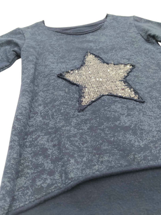 Baby Train Top with Sequins/Star Blue