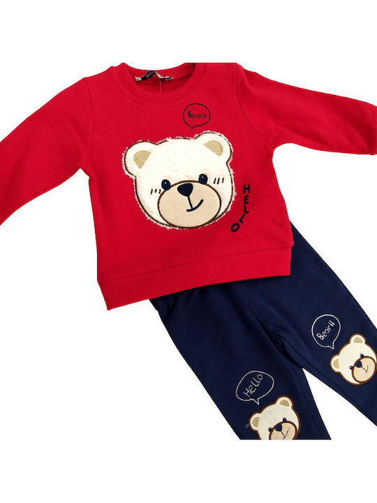 Baby Train Teddy Bear Set salopetă de ursuleț roșu