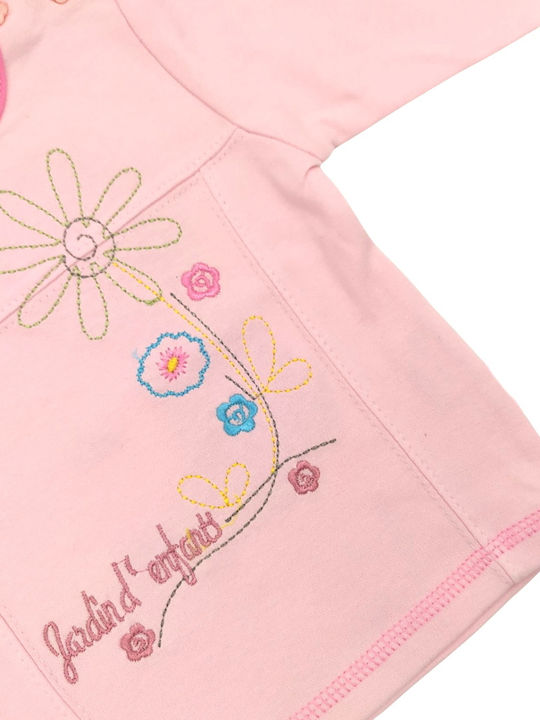 Baby Train Blouse with Flower Buttons Pink