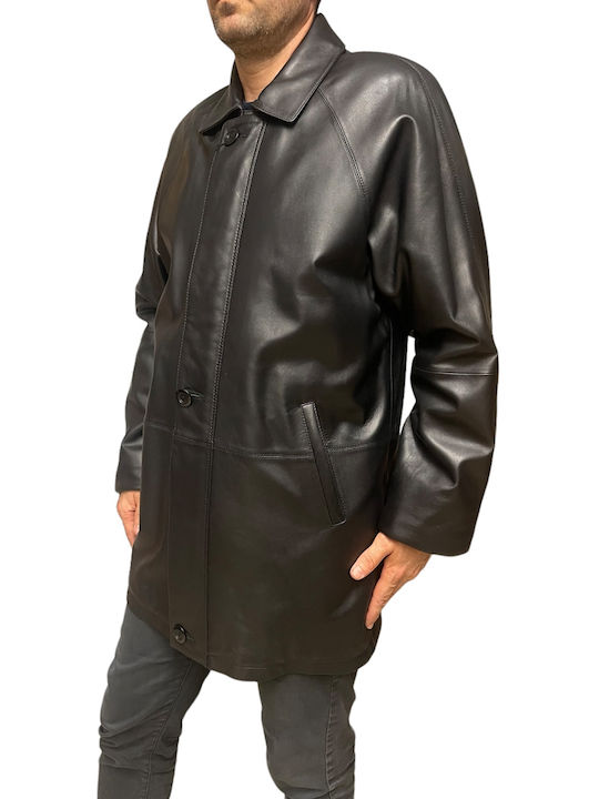 MARKOS LEATHER Herren Jacke Leder Schwarz