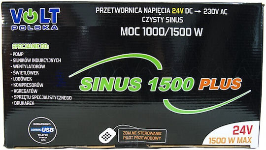 Volt Polska Inverter Αυτοκινήτου Τροποποιημένου Ημιτόνου 1500W για Μετατροπή 24V DC σε 230V AC