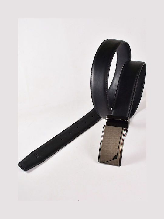 Beltipo Men's Faux Leather Belt Black Metal Buckle