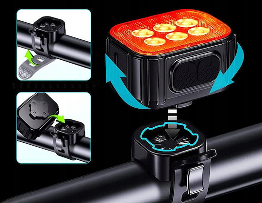 Bicycle Light Set Zola Front Rear Usb Ip65 Usb Type-c Cable Square Pattern 6 Lighting Modes
