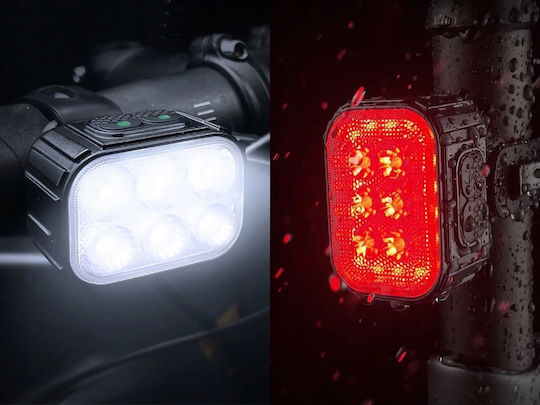 Bicycle Light Set Zola Front Rear Usb Ip65 Usb Type-c Cable Square Pattern 6 Lighting Modes