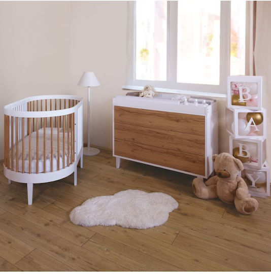 Dulap cu Sertare pentru Bebeluși cu 3 Sertare White Biscuit 115x51x85cm