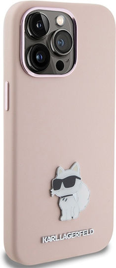 Karl Lagerfeld Choupette Metal Pin Back Cover Σιλικόνης Ροζ (iPhone 15 Pro)