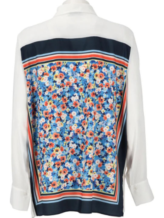 Women's Floral Long Sleeve Shirt White