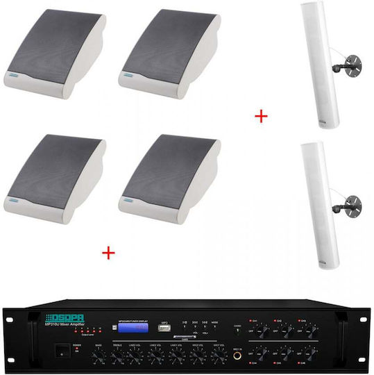 DSPPA Integrat Amplificator comercial 250W/100V cu Sistem de Răcire și Conexiuni USB/FM
