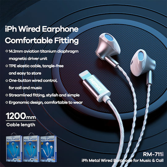 Remax RM-711i In-ear Handsfree με Βύσμα USB-C Ασημί