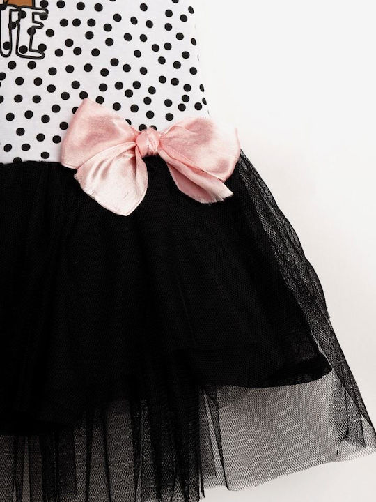 Funky Rochie pentru Copii Din Tulle Polka Dot Alb