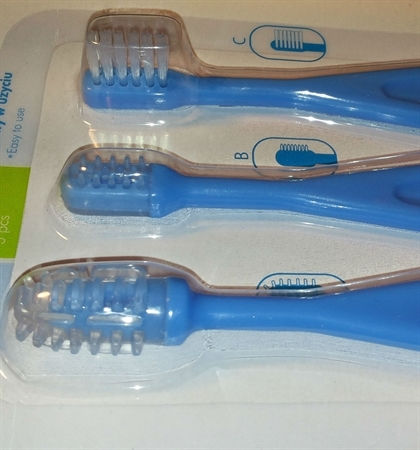 Babyono Babyono Children's & Baby Manual Toothbrush Set 3 Pieces Blue