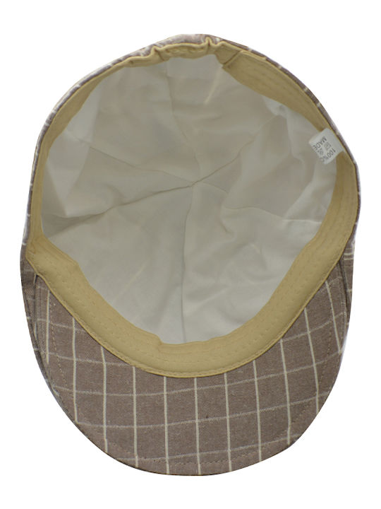 Men's Cotton Checkered Beige Trilby Hat Size: 58cm