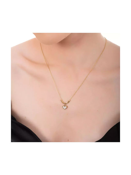 Oxzen Necklace with design Heart from Gold Plated Steel