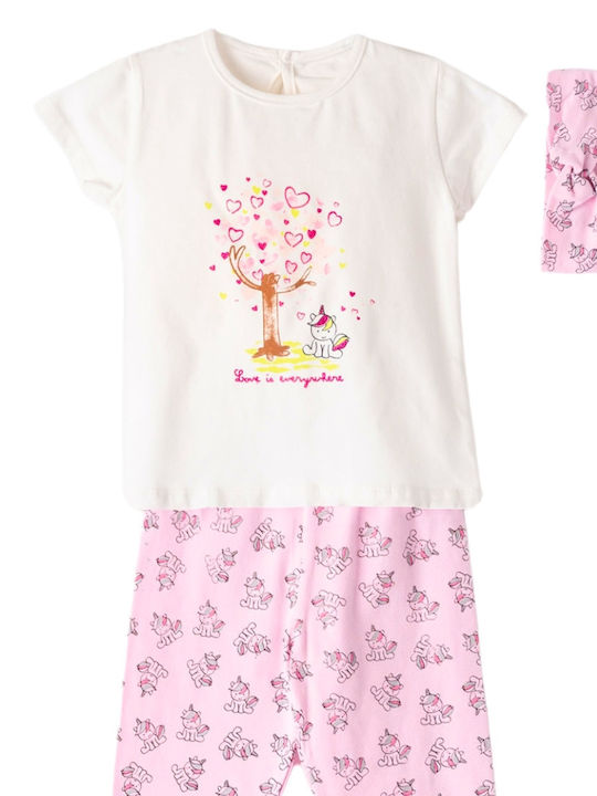 Εβίτα Kids Set with Leggings Summer 3pcs Pink