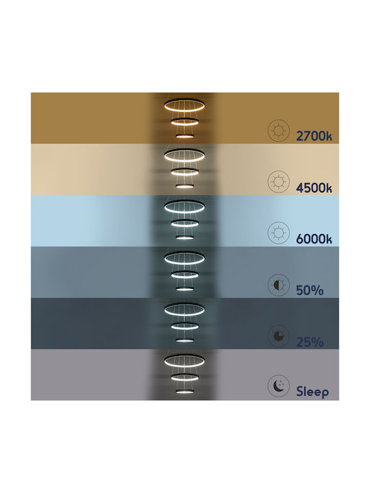 GloboStar Diamond Κρεμαστό Φωτιστικό Μαύρο LED με Ρυθμιζόμενο Λευκό Φως 94.5x68.5εκ.