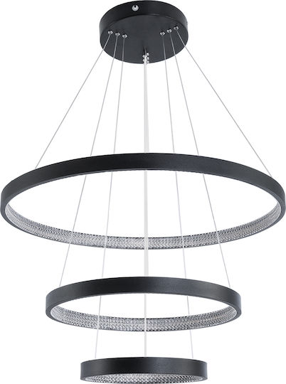 GloboStar Diamond Κρεμαστό Φωτιστικό Μαύρο LED με Ρυθμιζόμενο Λευκό Φως 94.5x68.5x90εκ.