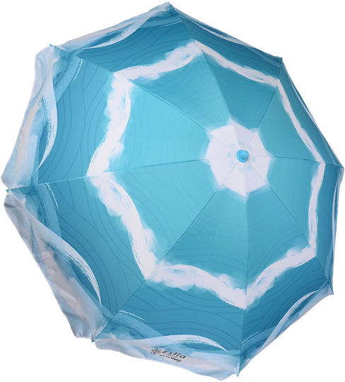 Estia Save the Aegean Folding Beach Umbrella Diameter 2m with UV Protection and Air Vent Tranquil Tides