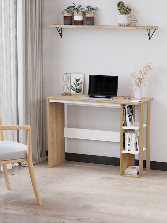 Desk Wooden White and oak 100x44x74cm