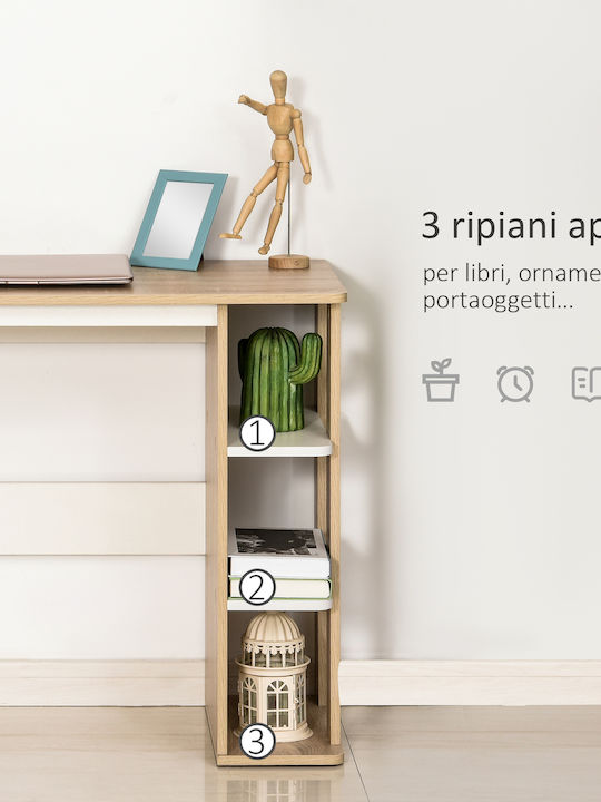 Desk Wooden White and oak 100x44x74cm