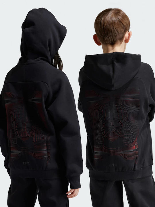 Kids Sweatshirt Cardigan with Hood and Pockets Black