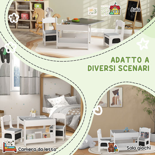 Kinder Tischset mit Stühlen Gray HomCom