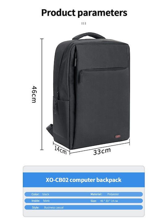 XO Cb02 Waterproof Backpack Backpack for 17" Laptop Black