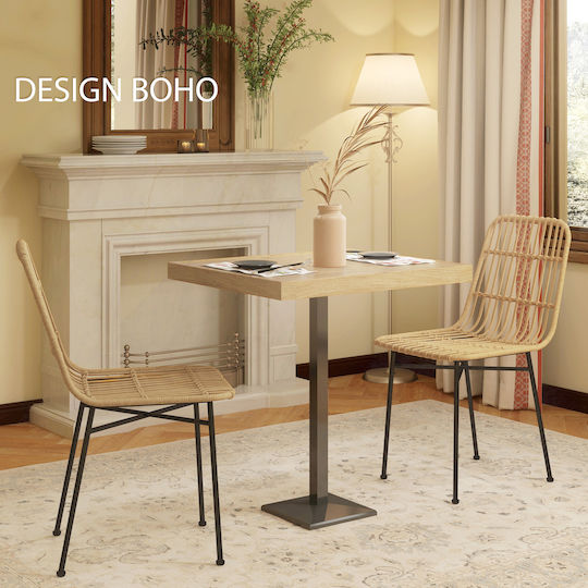 Kitchen Wooden Chair Yellow 45x57x83cm 2pcs