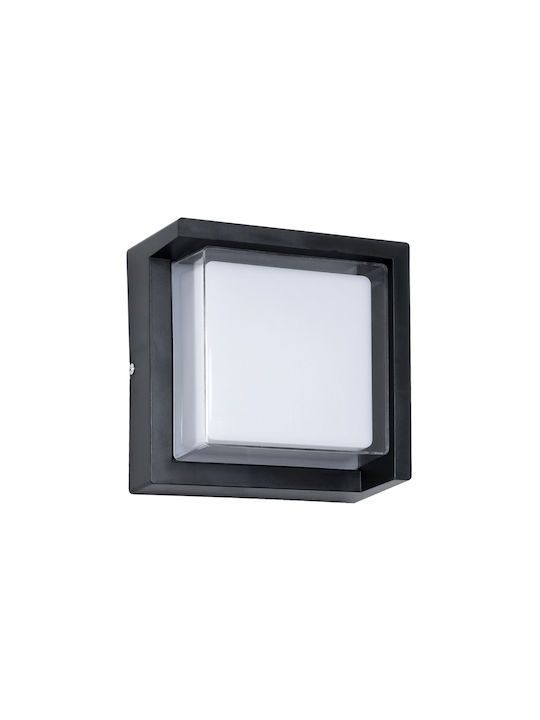 GloboStar Apex Square Wall-Mounted Outdoor Ceiling Lamp LED IP65 10W with Natural White Light 17x17x9cm