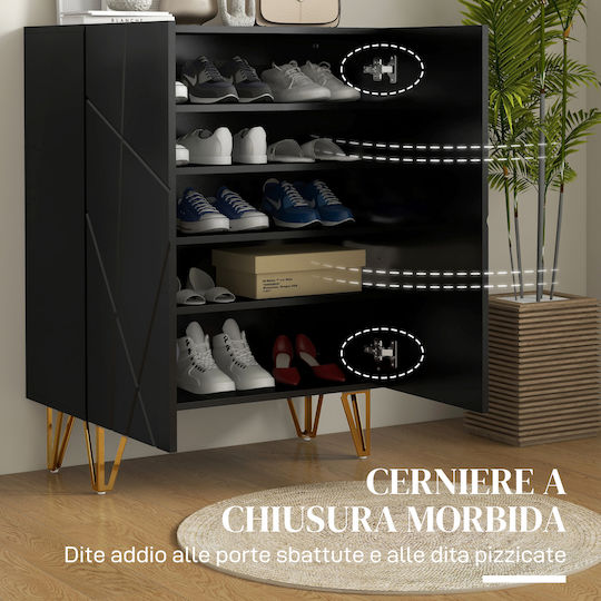 Wooden Shoe Organizer Black 72x31.5x95cm